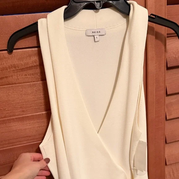 Reiss “Macy” Cream Midi Dress with Waist Tie - Picture 10 of 14